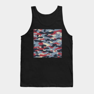 Camouflage Red Blue Print Pattern Tank Top